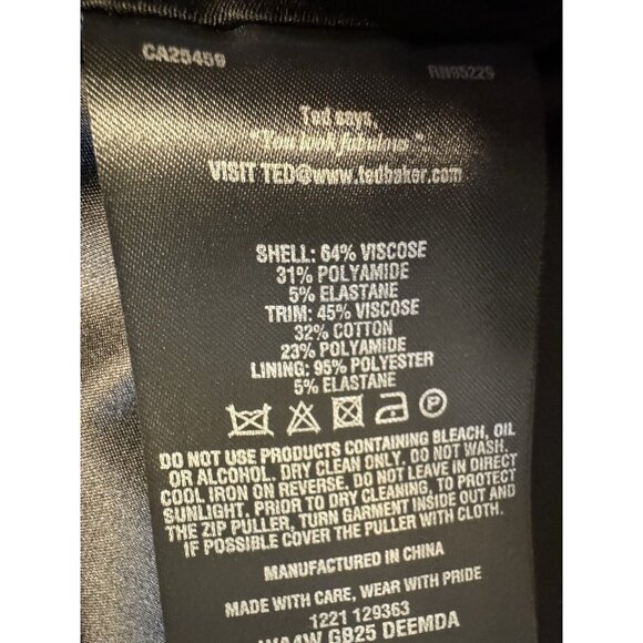 Ted Baker Dress 1 US 4 Small Black Long Sleeve Stretch A Line - Picture 12 of 13